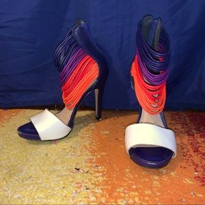 TANARA Colorful Strappy Heeled Opened Toe Sandal